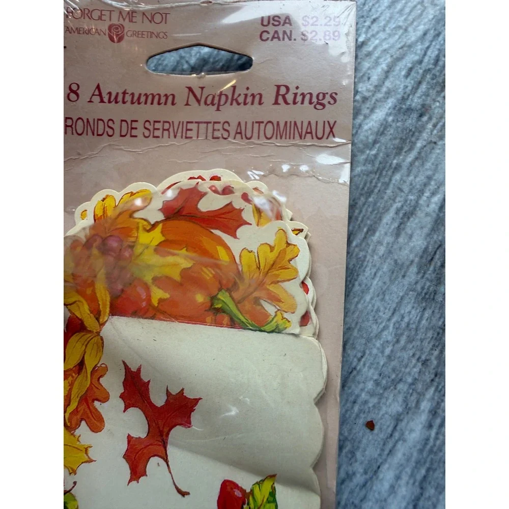 American Greetings Autumn Napkin Rings Paper Fall Harvest 8 ct New Thanksgiving